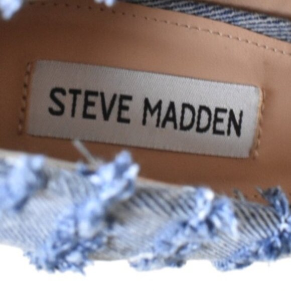 Steve Madden Barbi Blue Denim Frayed Bow Stiletto Heels Coquette - Picture 7 of 8